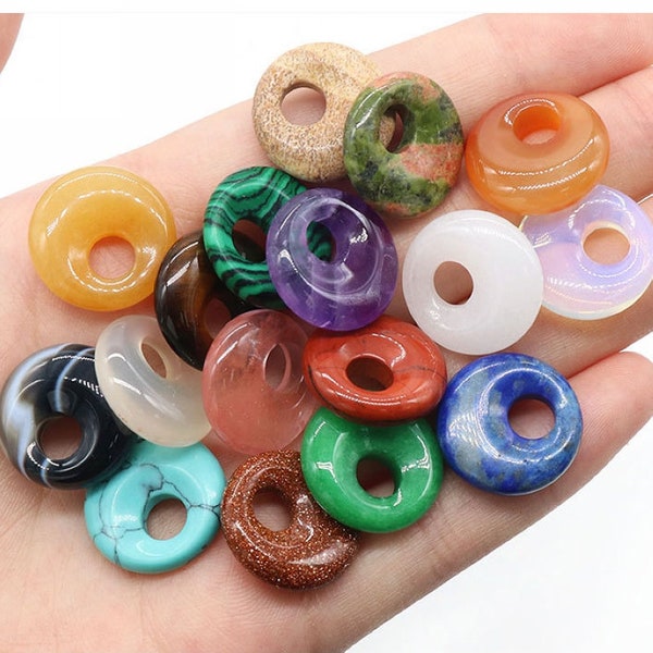 Crystal Pi Pendant Gemstone Donut Crystal Donut Lucky Safety Pendant Jewelry Making For Her Gift Decor Bulk Wholesale 3005