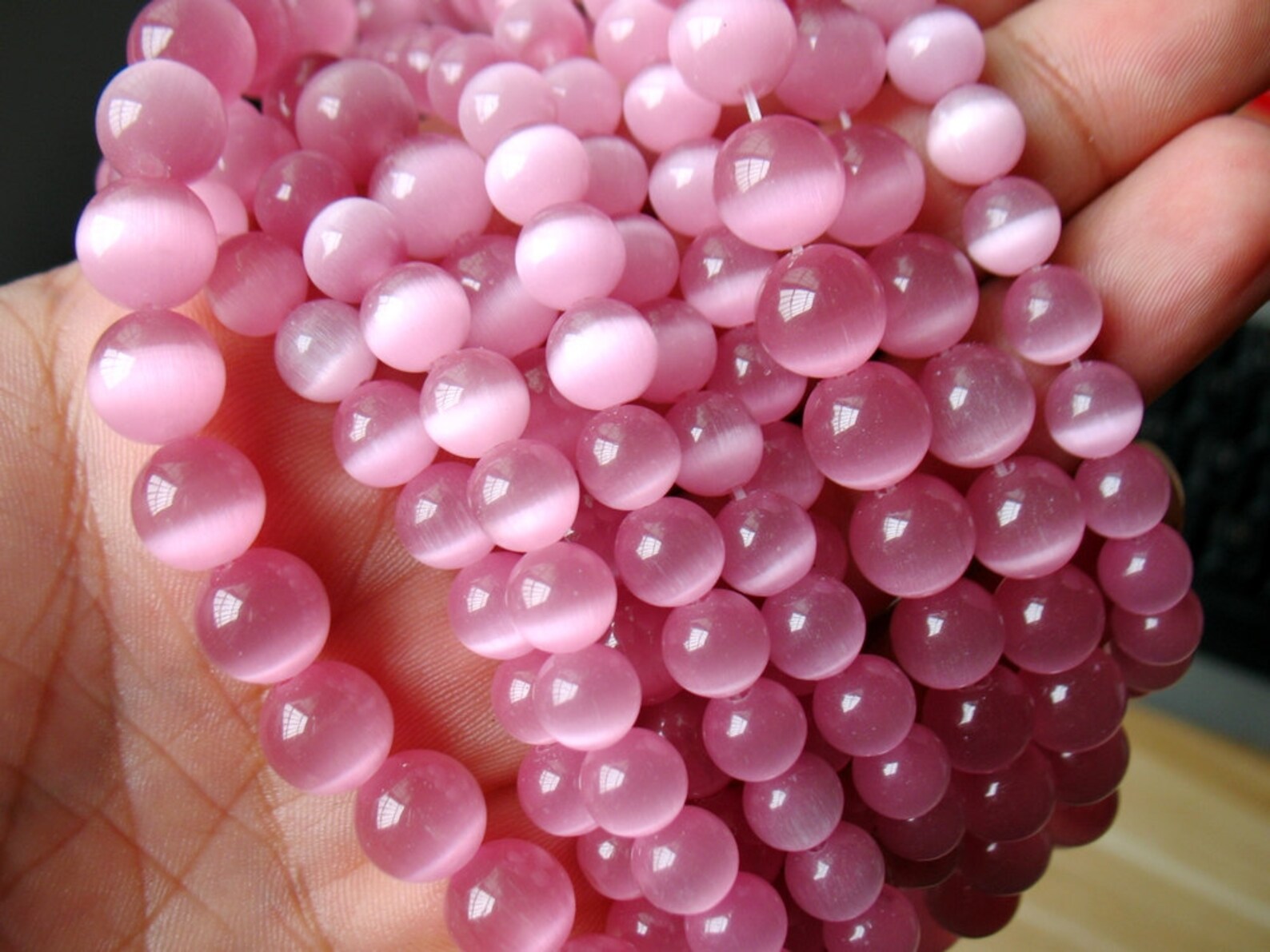 Cat's Eye Beads Pink White Green Yellow Cat Eye Crystal Etsy