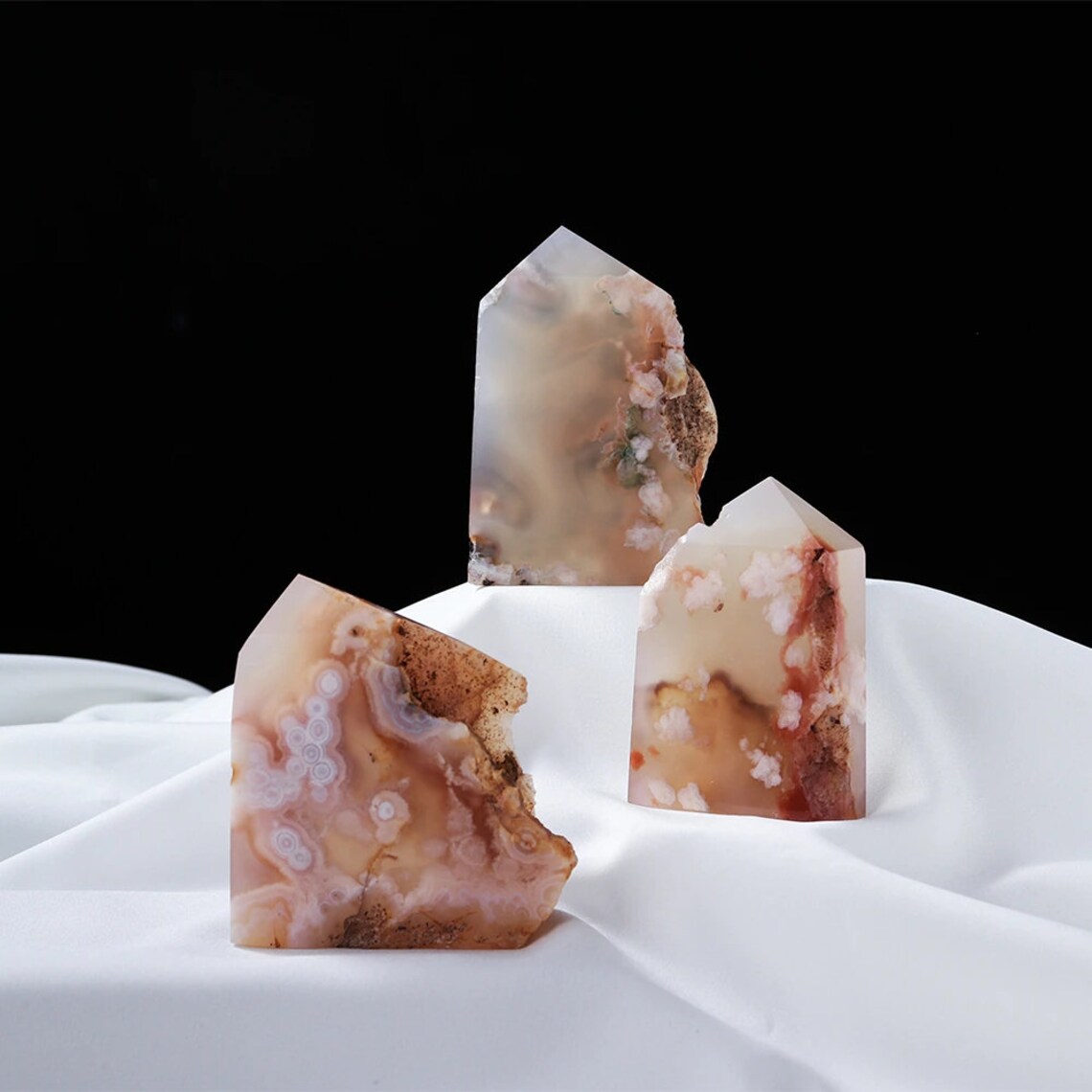 Raw Cherry Blossom Agate Point Flower Agate Tower Agate Slice Etsy