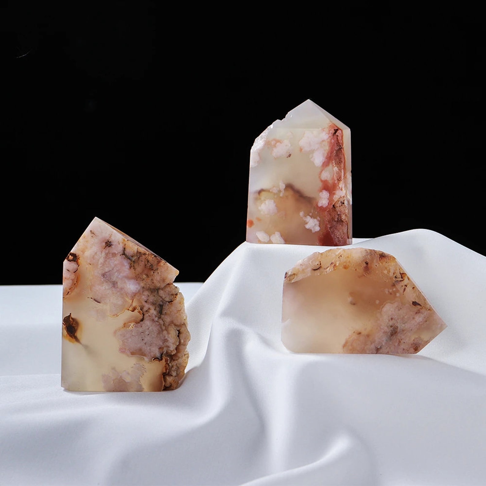 Raw Cherry Blossom Agate Point Flower Agate Tower Agate Slice Etsy