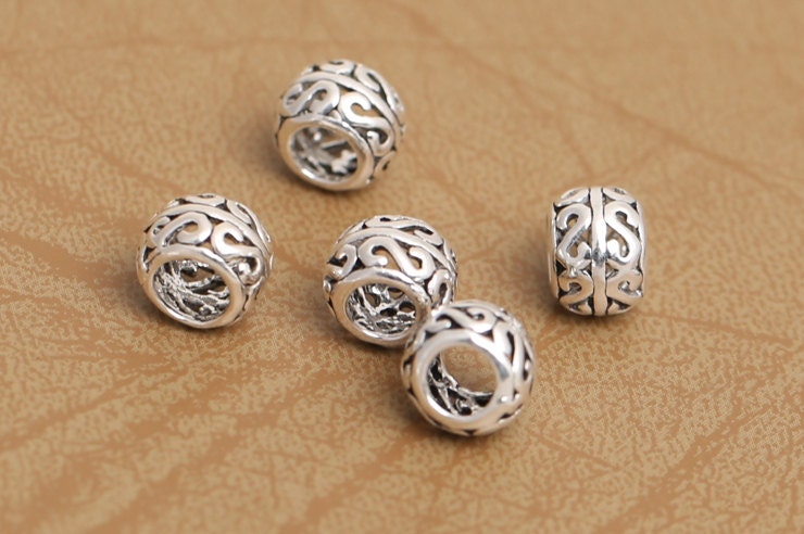 925 Sterling Silver Bead Sterling Silver Large Hole Beads Big - Etsy