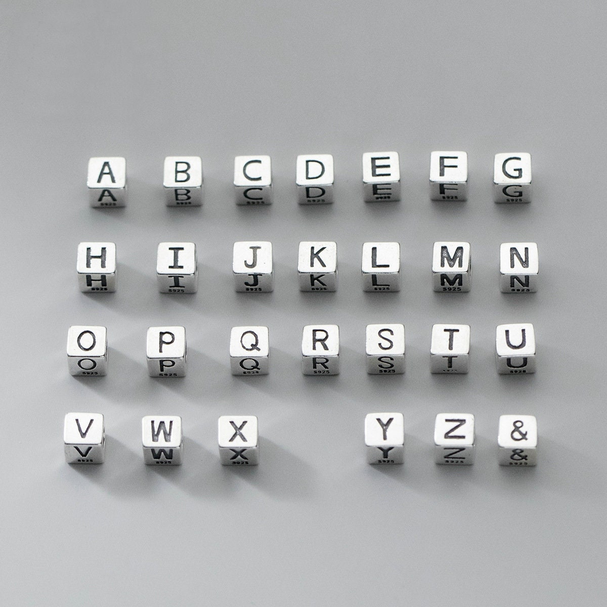 50G Acrylic Vowel Letter Beads 5mm Cube Horizontal Hole Beads