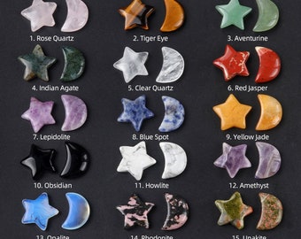 Crystal Moon and Star Set Gemstone Moon Star Carving Bulk Wholesale 3712