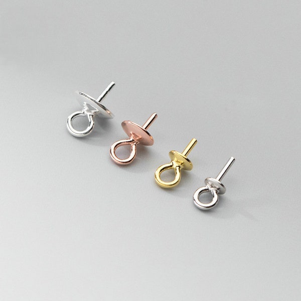 Set Of 5 925 Sterling Silver Bead Cap With Loop Bulk Lot 3mm 4mm 5mm Plated Yellow Gold,Rose Gold Earring Pendant Post Studs Wholesale Y057