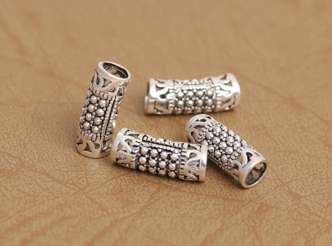 925 Sterling Silver Tube Beads Antique Thai Sterling Silver Etsy Denmark