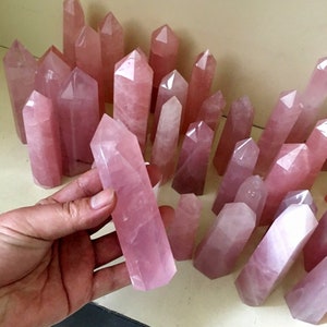 Rose Quartz Tower Crystal Obelisk High Quality Large Tower Crystal Point Wand Gemstone Double Terminated Point Crystal Gift Home Decor Bulk