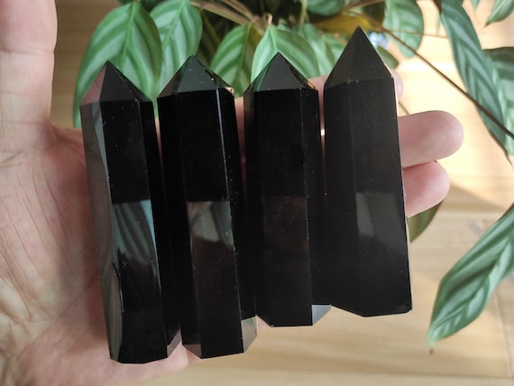 Obsidian Crystal Tower Point Natural Black Obsidian Point - Etsy