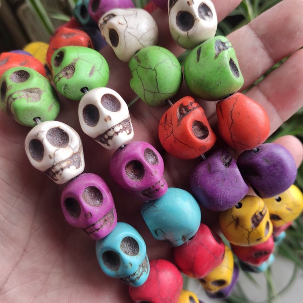 Turquoise Skull Beads Howlite Skull Bead 15'' DIY Necklace Pendant Earrings Bracelet Ring Jewelry Making Bulk Wholesale 3308