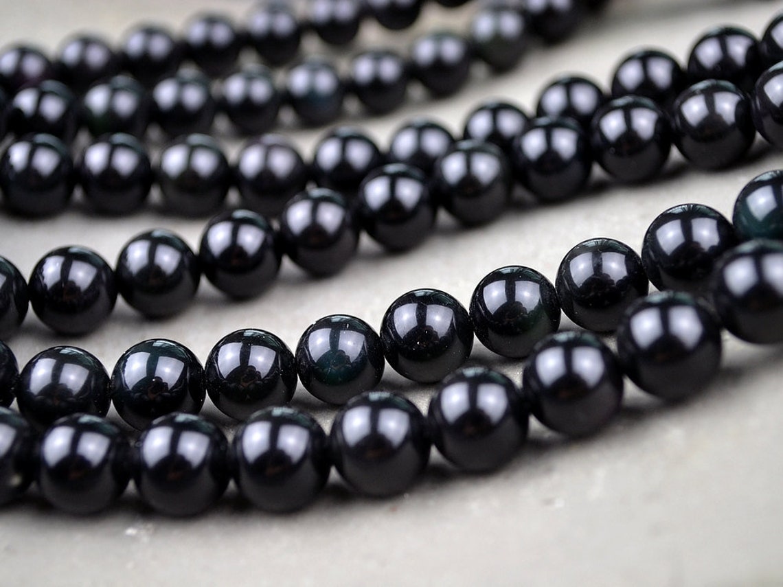 Black Obsidian Beads Natural Obsidian Round Beads 4mm 6mm 8mm Etsy