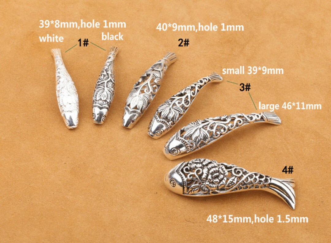 925 Sterling Silver Fish Bead Pendant Thai Silver Fish Tube Etsy