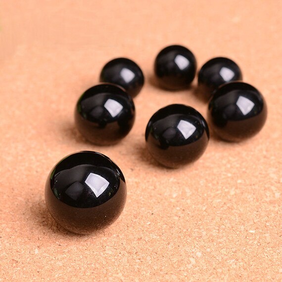 10Pc Natural Black Obsidian Quartz Round Sphere Crystal Healing Point Stones20MM