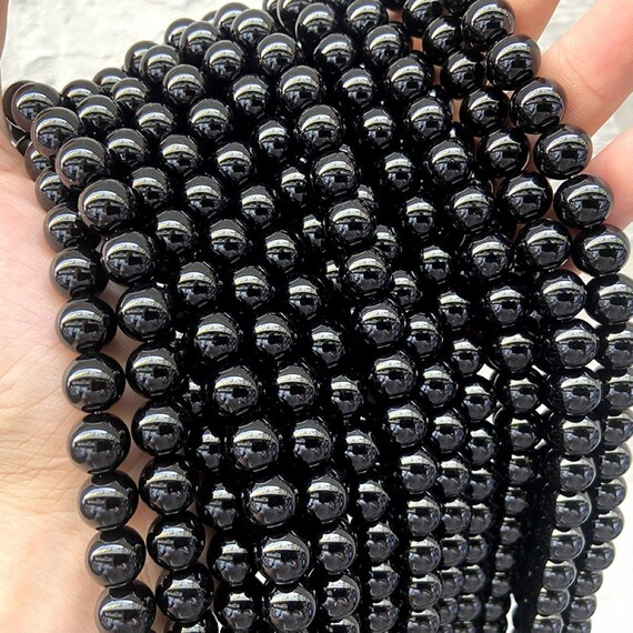 Black Agate Beads Gemstone Crystal Beads Bulk Wholesale 4mm 6mm 8mm 10mm  12mm 14mm 16mm Bead DIY Necklace Bracelet Ring Jewelry Making 