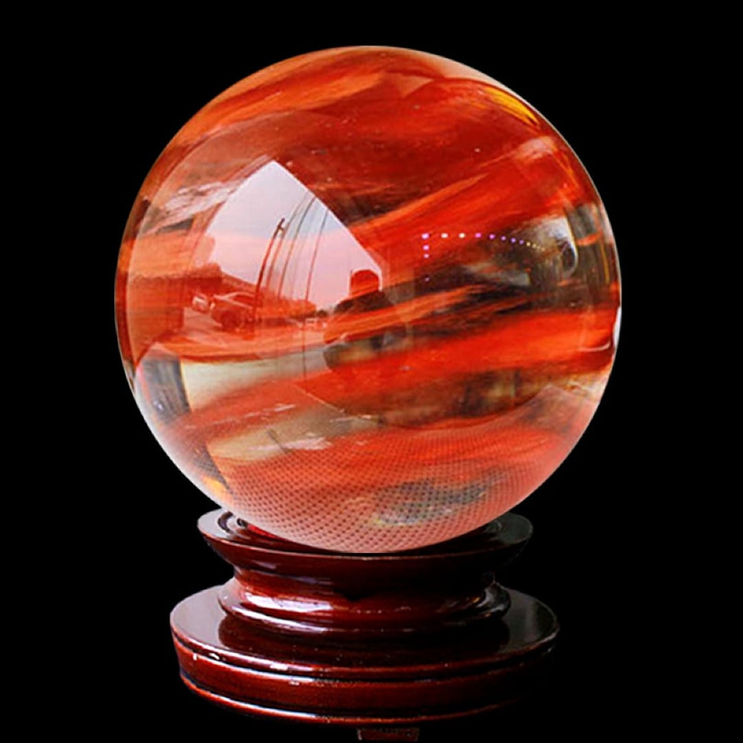 Red Crystal Sphere Ball Smelted Quartz Ball Crystal Sphere Etsy