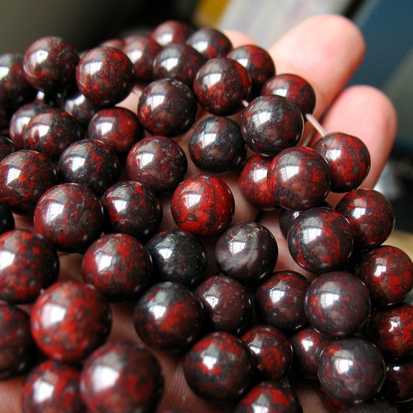 Perles de pierre de sang naturelles perles de cristal de jaspe de sang rouge 4mm 6mm 8mm 10mm 12mm perles perles de pierres précieuses en vrac en gros Bracelet collier perles