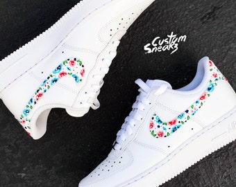 white air force 1 with flowers