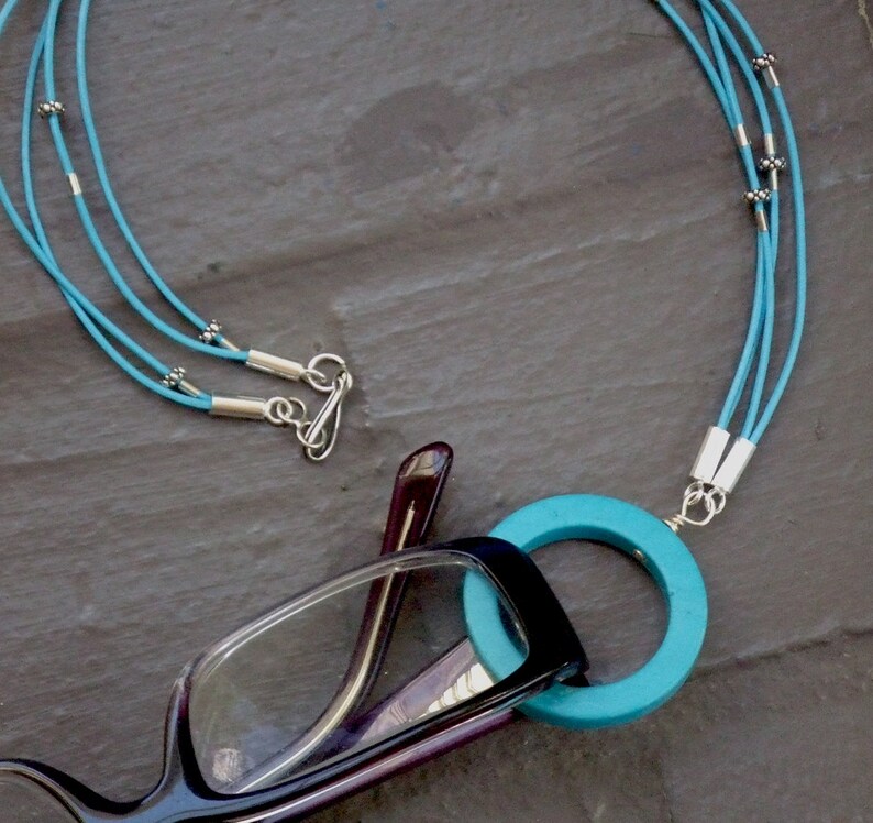Eyeglass Holder Eyeglass Necklace Turquoise Blue Ring Etsy