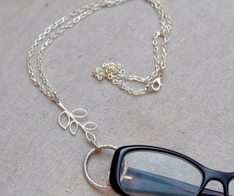 Eyeglass Holder Necklace Eyeglass Lanyard Silver Tone Ring Etsy