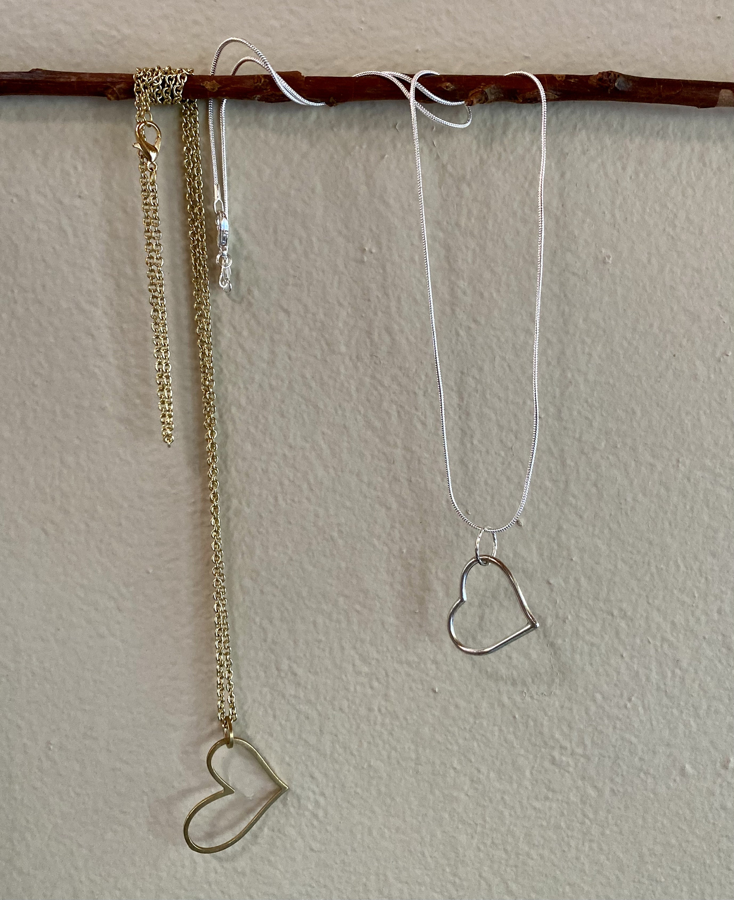 Heart Eyeglass Holder, Necklace. Silver or Brass Heart Loop Eyeglass