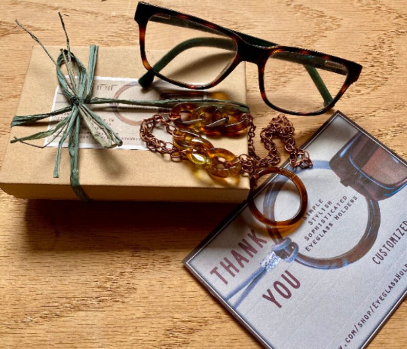Eyeglass Holder, Necklace. Golden Brown Mother of Pearl Oval Loop
