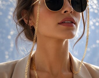 Fish Scale Gold Eyeglass Chain. Eyeglass Holder - Lanyard.