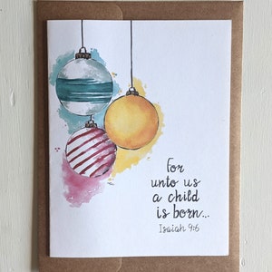 Weihnachtsgrußkarten - Jesaja 9: 6 Ornament Aquarell Karte Set - Feiertag