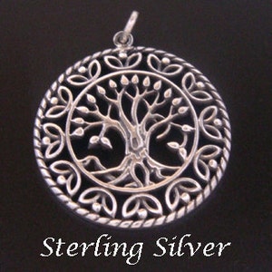 Tree of Life Necklace: Celtic Design Sterling Silver Tree of Life Necklace with 25mm 1 inch Convex Shape Gifts for Women. Pendant 056 image 3