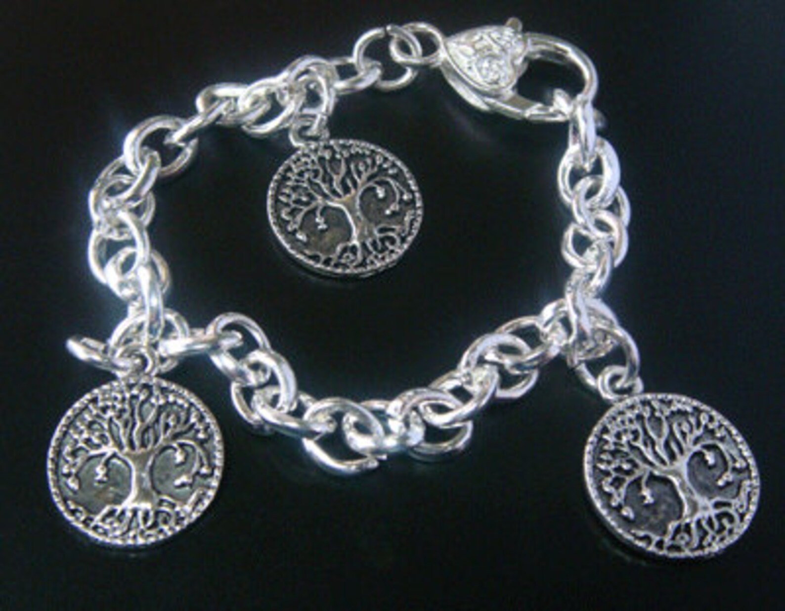 Tree of Life Bracelet With 3 Antique Celtic Silver Tree of Life
