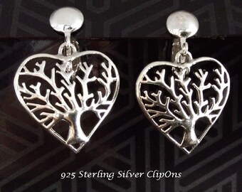 Tree of Life Earrings: Clip On Earrings with Celtic Influence Sterling Silver Tree of Life -  Silver Clips - Earrings 059