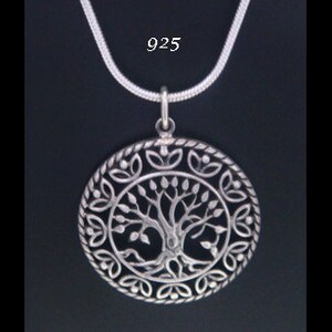 Tree of Life Necklace: Celtic Design Sterling Silver Tree of Life Necklace with 25mm 1 inch Convex Shape Gifts for Women. Pendant 056 image 2