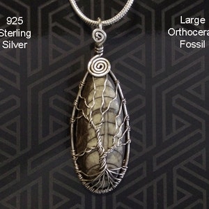 Stunning Tree of Life Necklace Pendant Featuring a Large Othoceras Fossil Artisan Crafted in 925 Sterling Silver Tree of Life Pendant 076 image 1