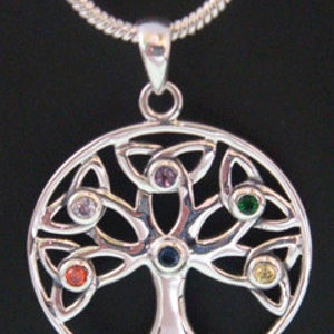 Gorgeous Sterling Silver Tree of Life Pendant with 7 Swarovski Crystals, Lovely Tree of Life Necklace and Tree of Life Jewelry Piece TOLP035 image 2