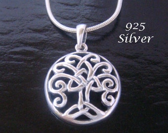 Tree of Life Necklace: Celtic Design Tree of Life Necklace 925 Sterling Silver  - 18mm Tree of Life Pendant 057