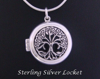 Tree of Life Necklace Locket depicting a Celtic Tree of Life Intricately Detailed - Lovely Tree of Life Necklace, Tree of Life Jewelry 060