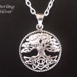 Tree of Life Necklace: Stunning Celtic Design Sterling Silver Tree of Life Necklace, Convex Shape Tree of Life Pendant, Celtic TOLP140 image 1