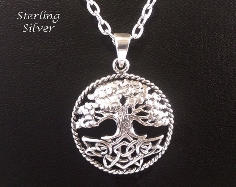 Tree of Life Necklace: Stunning Celtic Design Sterling Silver Tree of Life Necklace, Convex Shape Tree of Life Pendant, Celtic TOLP140 image 1