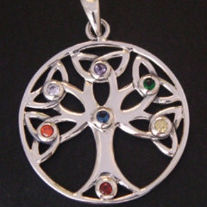 Gorgeous Sterling Silver Tree of Life Pendant with 7 Swarovski Crystals, Lovely Tree of Life Necklace and Tree of Life Jewelry Piece TOLP035 image 4