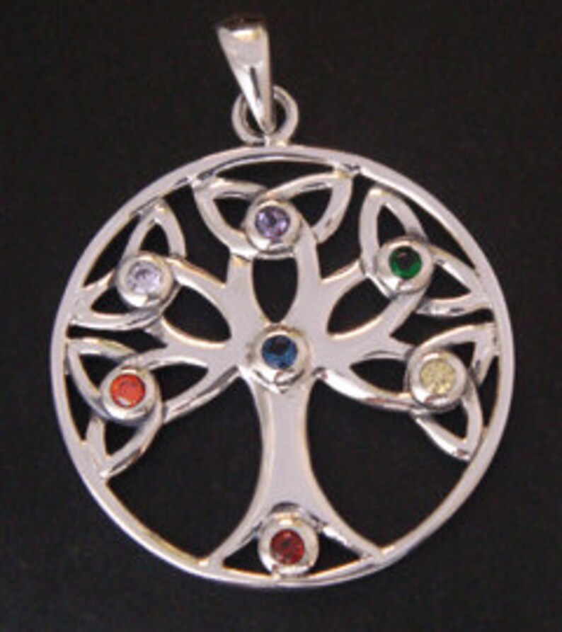 Gorgeous Sterling Silver Tree of Life Pendant with 7 Swarovski Crystals, Lovely Tree of Life Necklace and Tree of Life Jewelry Piece TOLP035 image 4