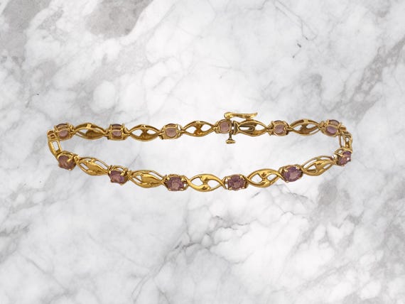 10K Gold & Amethyst Tennis Bracelet