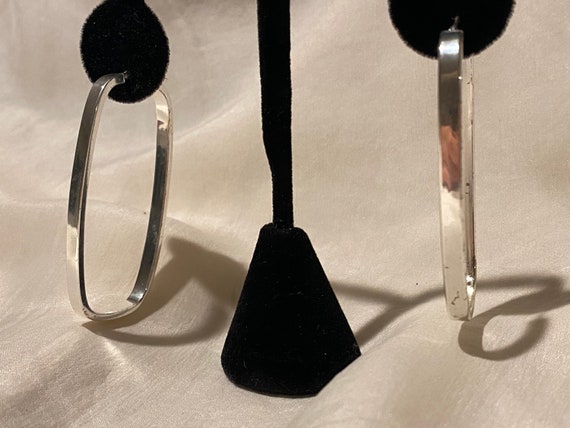 Large Rounded Rectangle Sterling Silver Hoop Earr… - image 1
