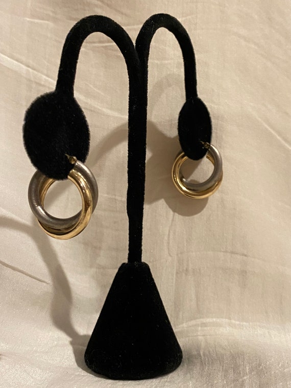 10K Gold & Sterling Silver Hoop Earrings