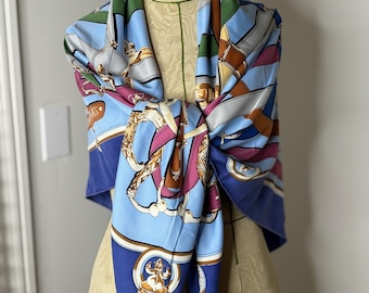 A Hermes Silk Twill Scarf, 90 X 90 Square by Loic Dubigeon - 'A La