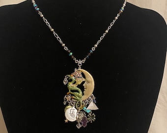 Vintage Kirks Folly Crescent Moon & Dragon Necklace