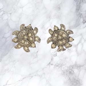 Vintage Bogoff Rhinestone Clip On Earrings