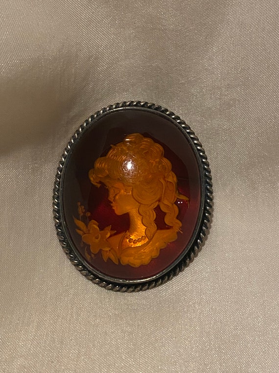 Hand Carved Baltic Amber Reversed Cameo