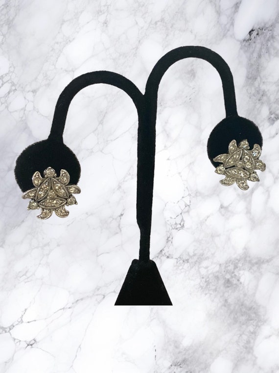 Vintage Bogoff Rhinestone Clip On Earrings - image 2