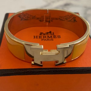 Hermes Wide Clic Clac H Bracelet (Khaki/Palladium Plated) - GM