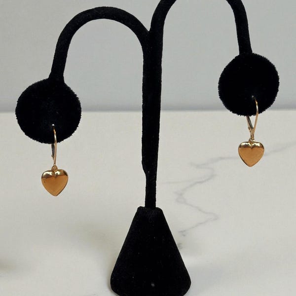 14K Yellow Gold "Heart" Dangle Earrings