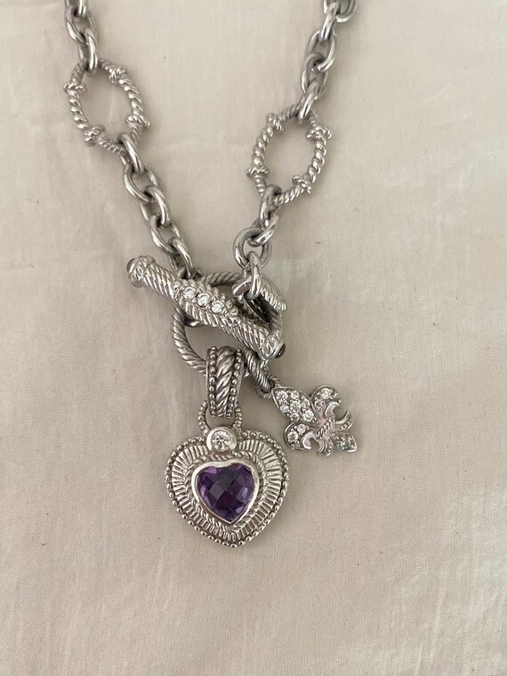 Judith Ripka Sterling Silver Amethyst Heart & Cubic Zirconia