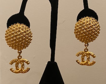 Authentic Coco Chanel Gold Clip On Earrings