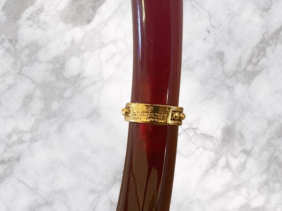 Authentic Givenchy Deep Red Lucite & Gold Accent … - image 2
